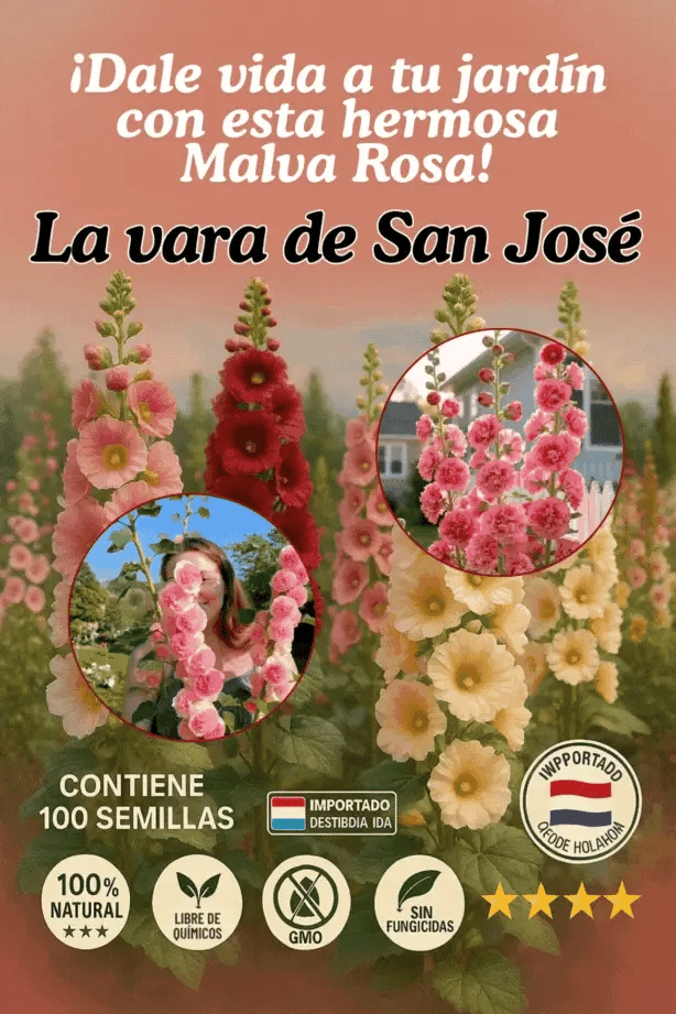 UPSELL 🌿SEMILLAS DE MALVA ROSA | LA VARA DE SAN JOSÉ 💖🔥1 paquete - 100 semillas aprox (5GR)