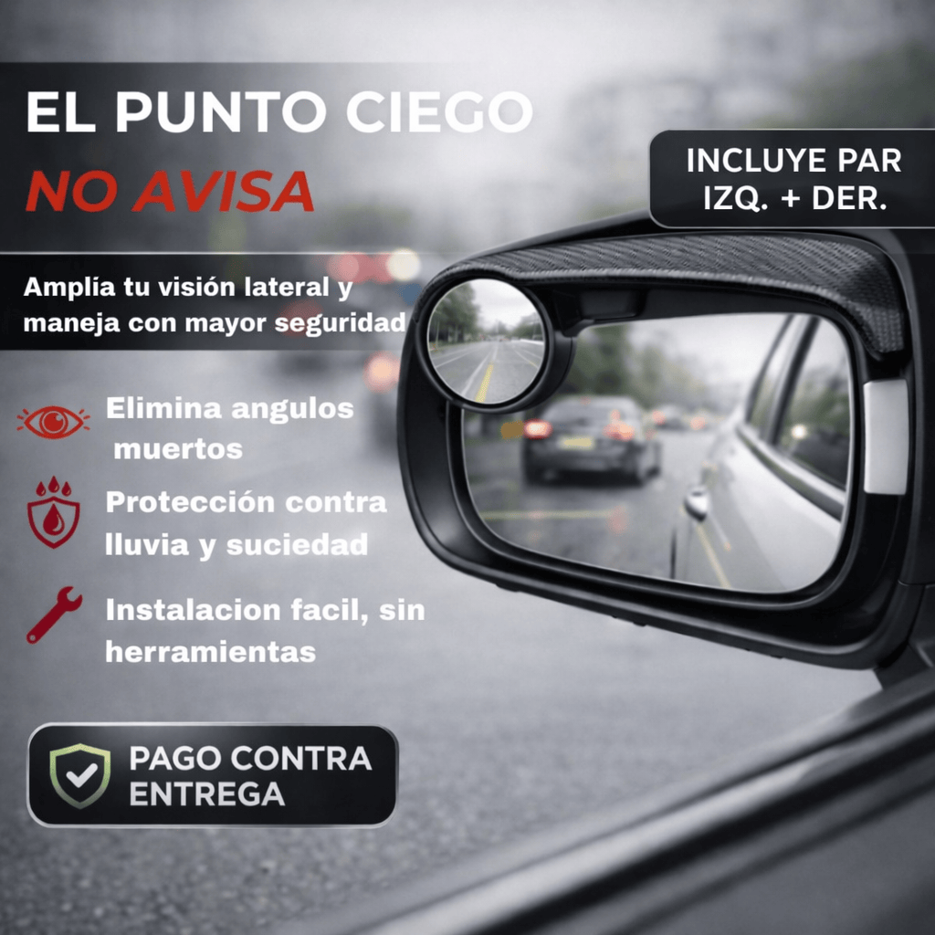ClearView Pro™ – Espejo Retrovisor 360° Antipunto Ciego. (iNCLUYE Par izq + Der)