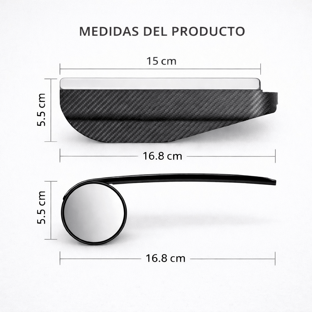 ClearView Pro™ – Espejo Retrovisor 360° Antipunto Ciego. (iNCLUYE Par izq + Der)