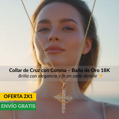 CRUZ CORONA DIVINA™ — Bañada en oro 18K (OFERTA 2X1)
